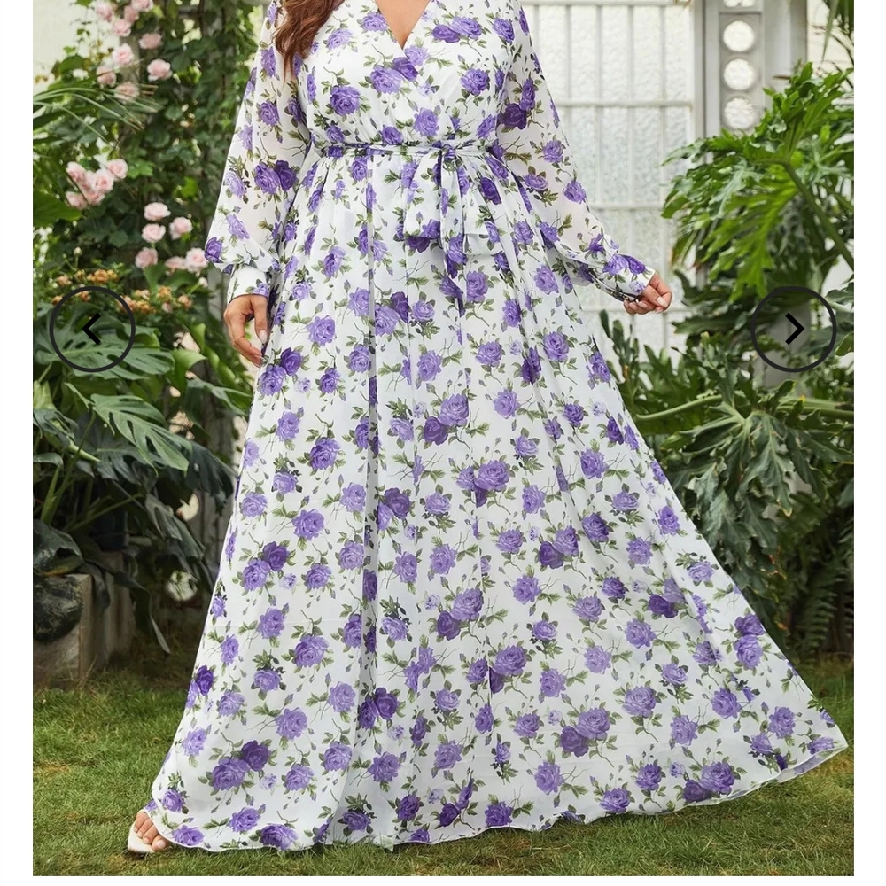 Elegant Floral Maxi Dress in Purple